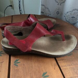 Dansko Red leather sandals cork toe 38 8